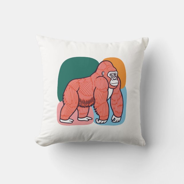 Smiley Gorilla  Throw Pillow (Front)
