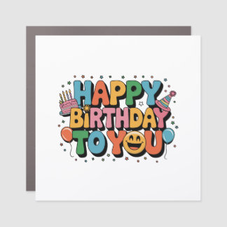 Smiley Happy Birthday Car Magnet