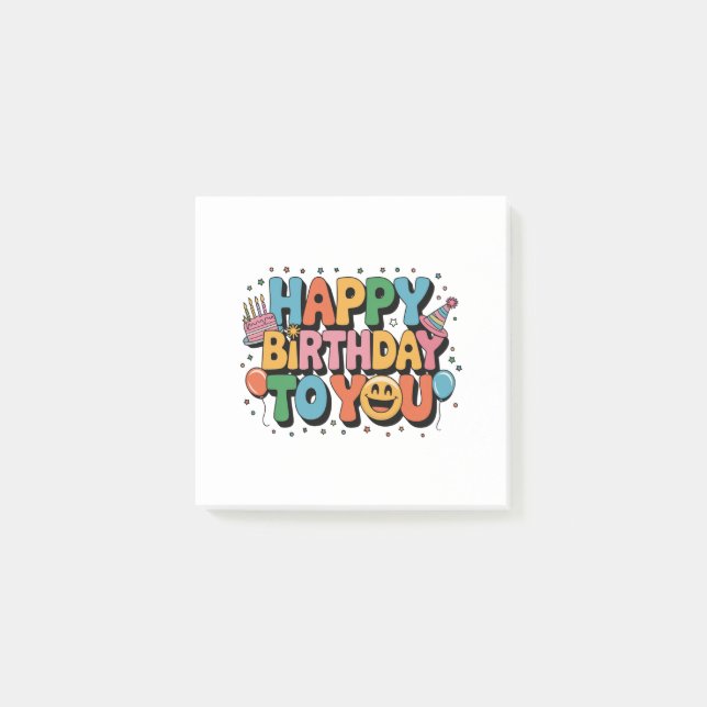 Smiley Happy Birthday Post-it Notes (Front)