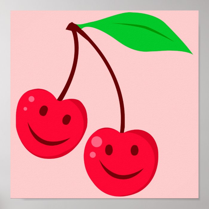 smiley happy face cherries poster