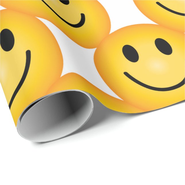 Smiley Happy Face Emoji Printed Gift Paper (Roll Corner)