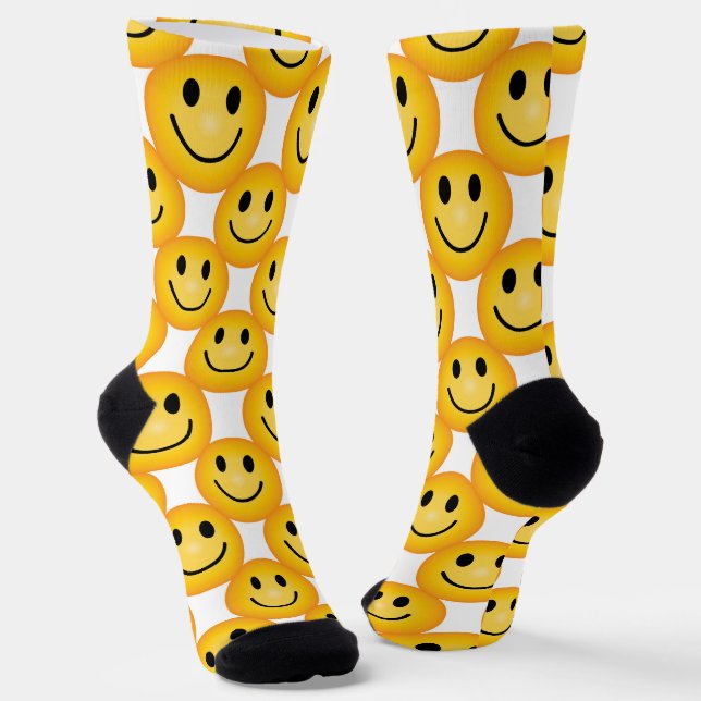 Smiley Happy Face Emoji Printed Gift Socks (Angled)