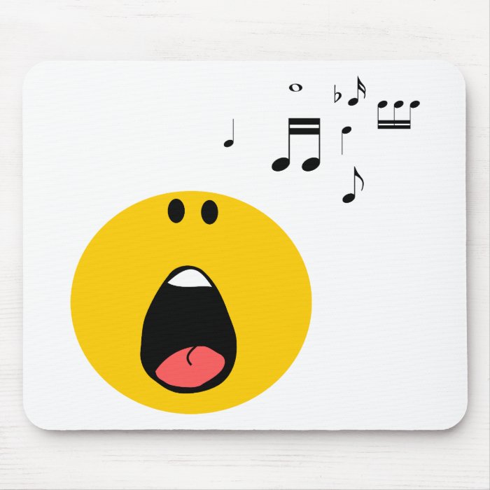 Smiley singing his little heart out mouse pads