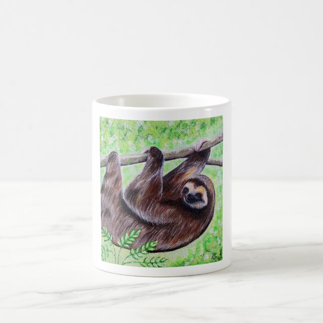 Smiley Sloth Painting Coffee Mug (Center)