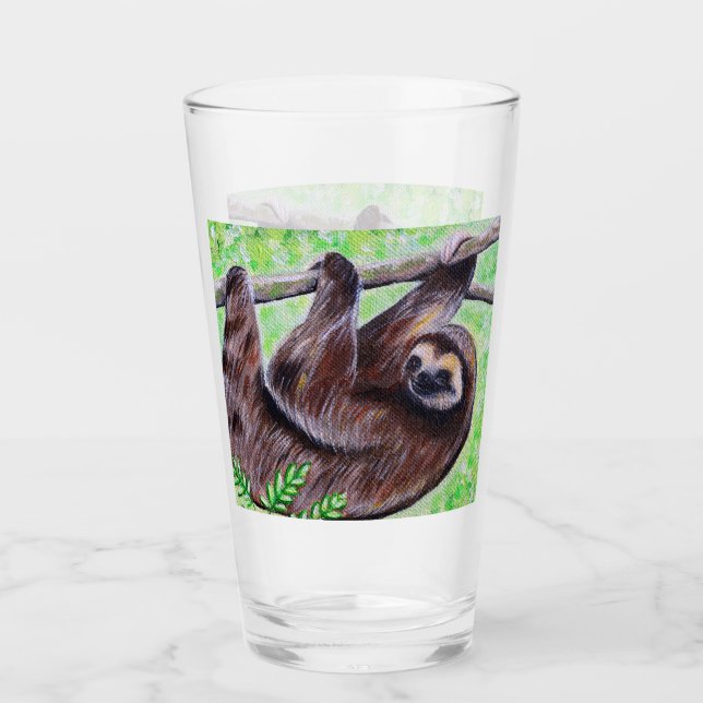 Smiley Sloth Painting Glass (Front)