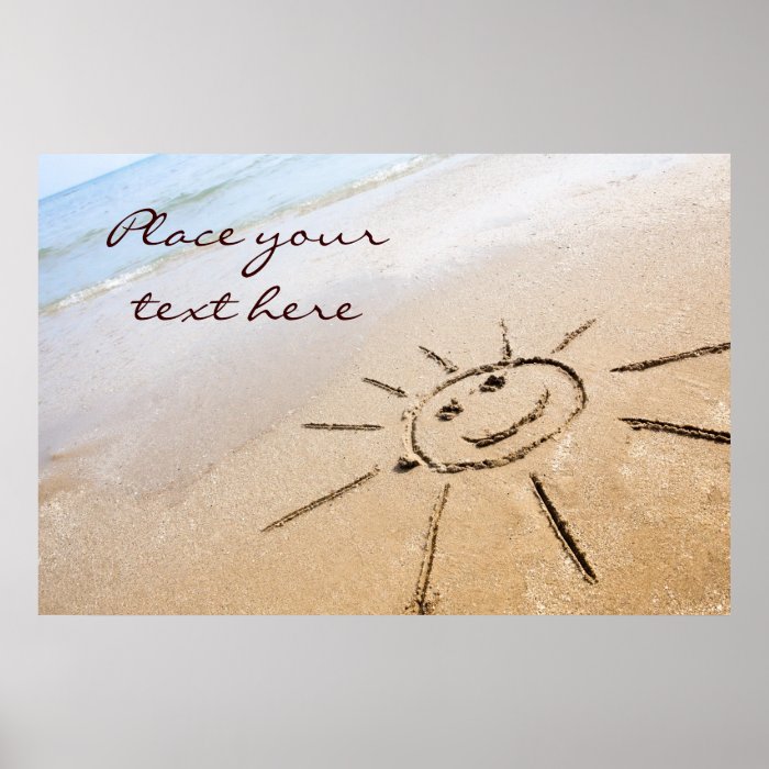 Smiley Sun On The Beach Posters