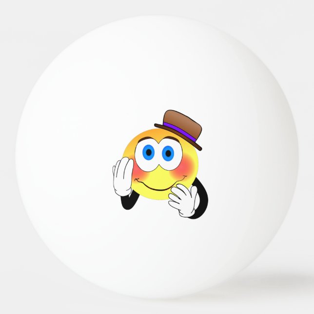 Smiley with hat cartoon ping pong ball (Back)