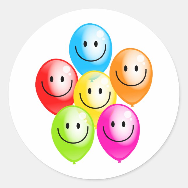 Smilie Balloons Classic Round Sticker (Front)