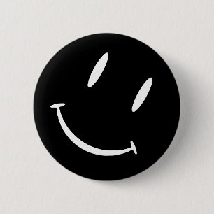 SMILIE BLACK WHITE PINBACK BUTTON