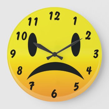 Smilie Face Sad Large Clock by StarStruckDezigns at Zazzle