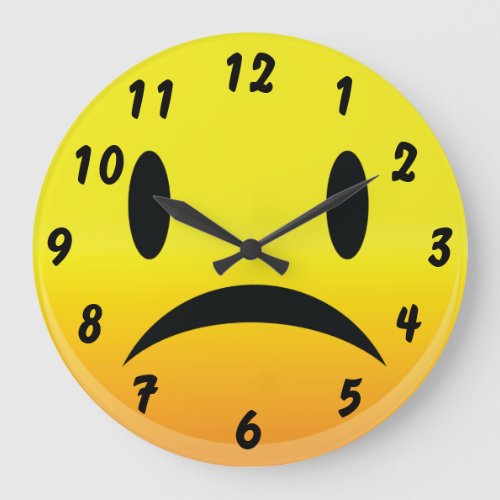 Smilie Face Sad Large Clock