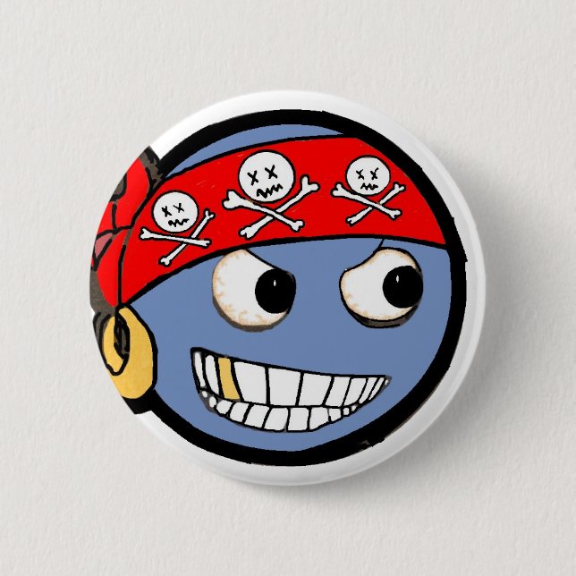 smilie pirate pinback button (Front)