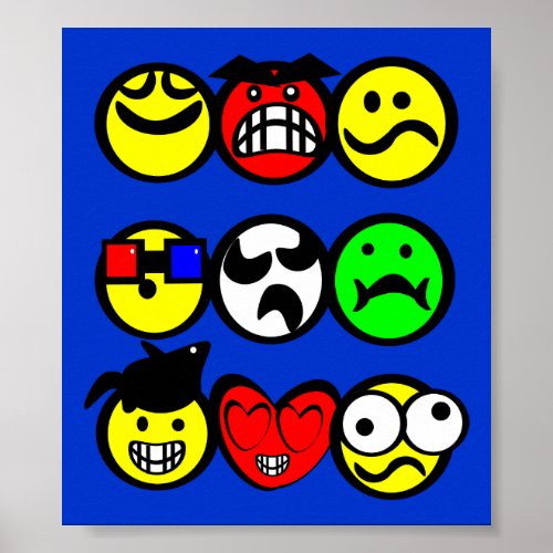 SMILIES MIXED EMOTIONS FUNNY CARTOON EXPRESSIONS F POSTER