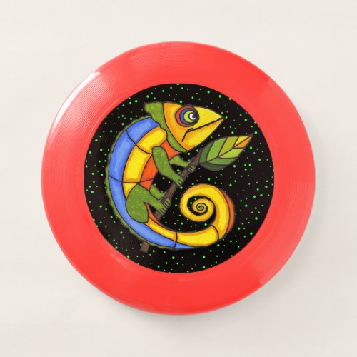 Smiling Abstract Brightly Colored Lizard Green Dot Wham_O Frisbee