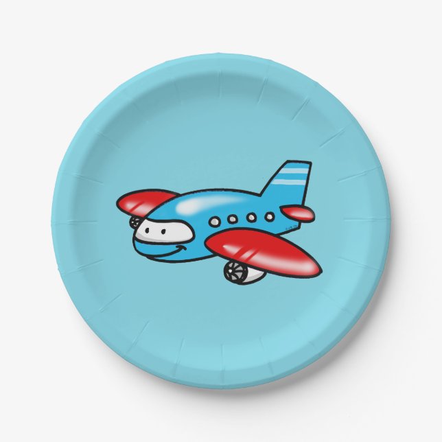 Smiling Airplane Party Design   Paper Plates (Front)