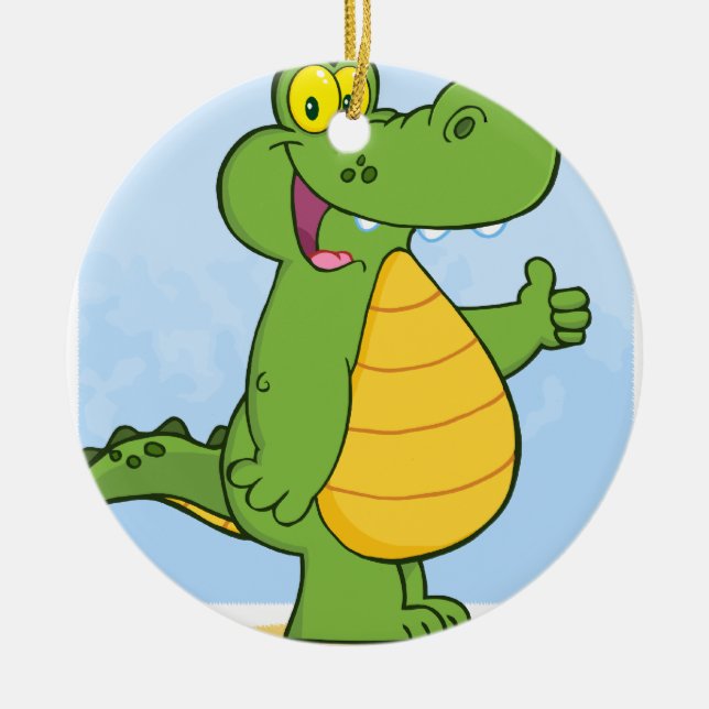 Smiling Alligator Or Crocodile Ceramic Ornament (Front)