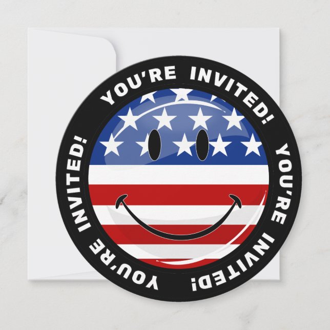 Smiling American Flag Invitation (Front)