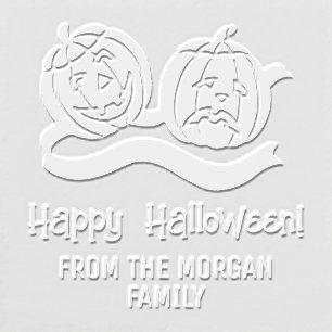 Smiling and Frowning Pumpkins Happy Halloween Name Embosser