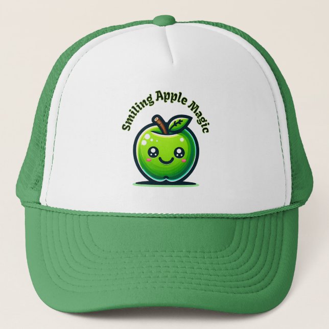Smiling Apple Magic Trucker Hat (Front)