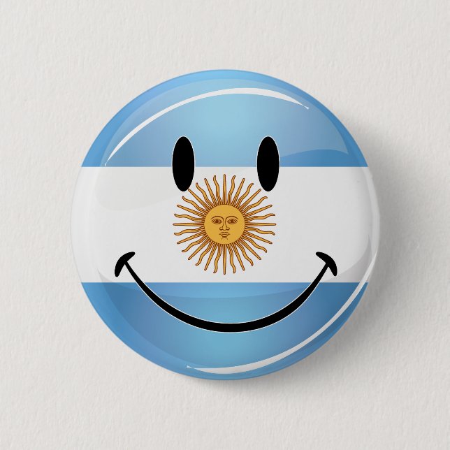 Smiling Argentine Flag Pinback Button (Front)