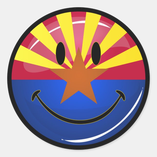 Smiling Arizona Flag Classic Round Sticker (Front)