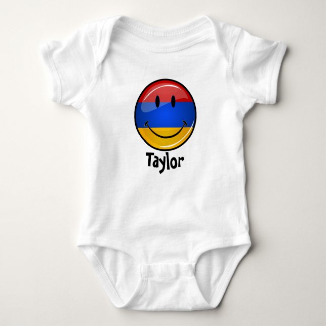 Smiling Armenian Flag Baby Bodysuit (Front)