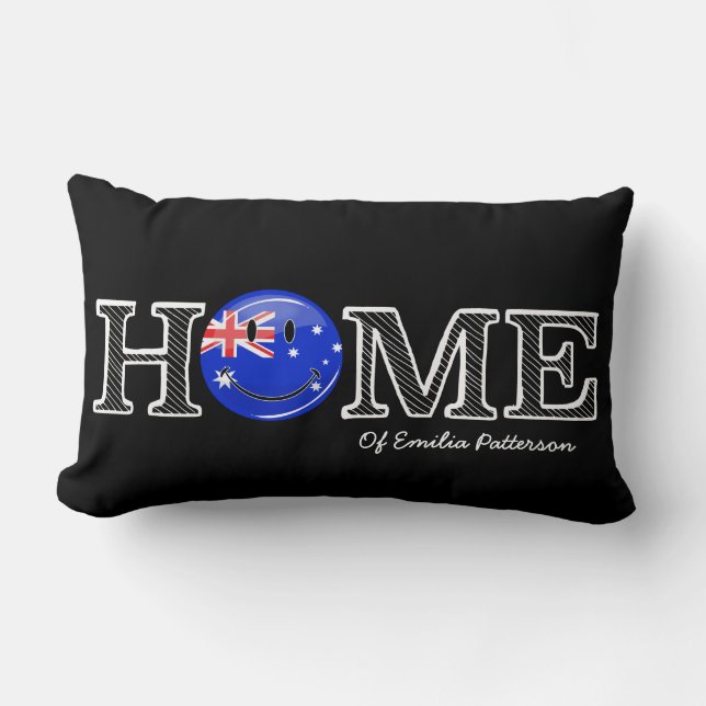 Smiling Australian Flag Housewarming Lumbar Pillow (Front)