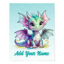 Smiling Baby Dragon – Custom Name Poster
