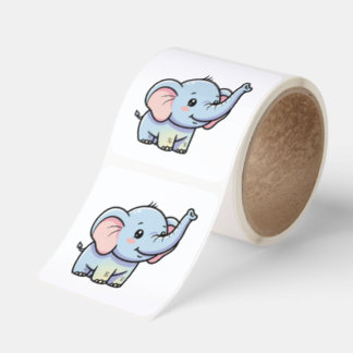 Smiling Baby Elephant – Cute Kawaii Illustration Square Sticker