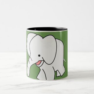 Smiling Baby Elephant Two-Tone Coffee Mug