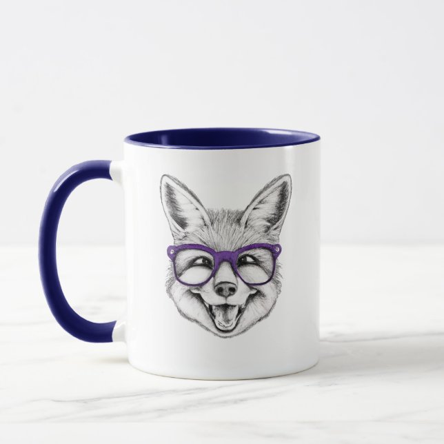 Smiling baby fox with glasses mug (Left)