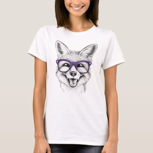 Smiling baby fox with glasses T_Shirt