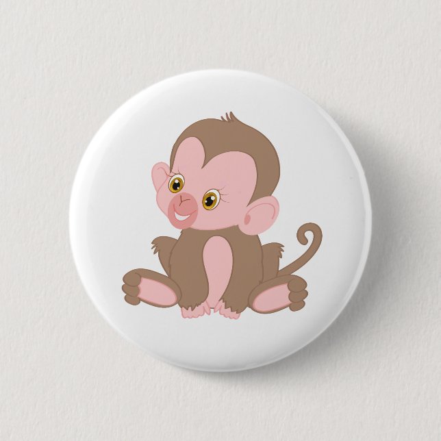 Smiling Baby Monkey Button (Front)