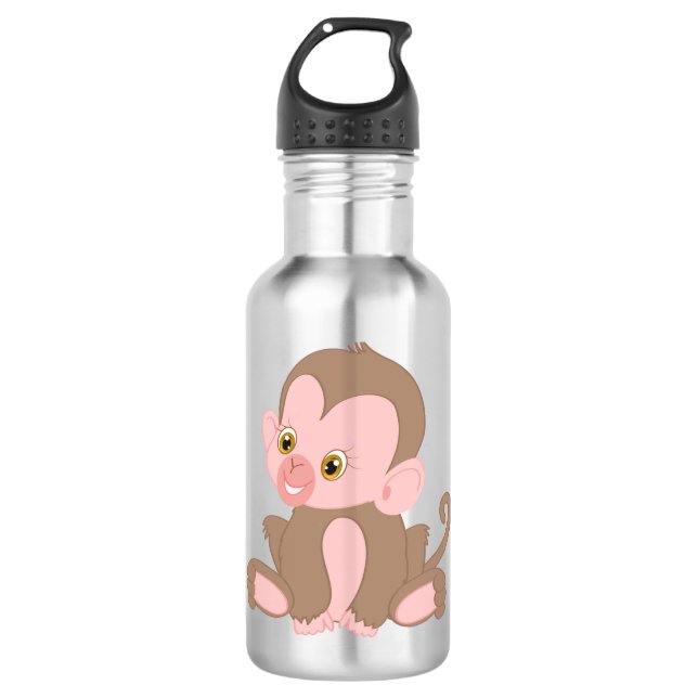 Smiling Baby Monkey Stainless Steel Water Bottle (Front)