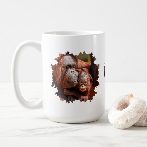Smiling Baby Orangutan in Mothers Arms Coffee Mug