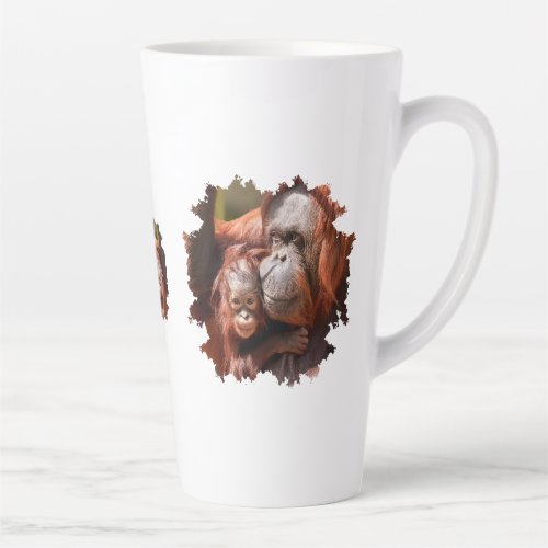 Smiling Baby Orangutan in Mothers Arms Latte Mug