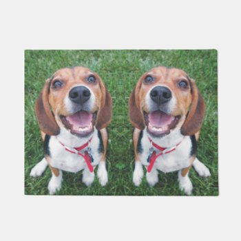 Smiling Beagle Pups Door Mat by WackemArt at Zazzle