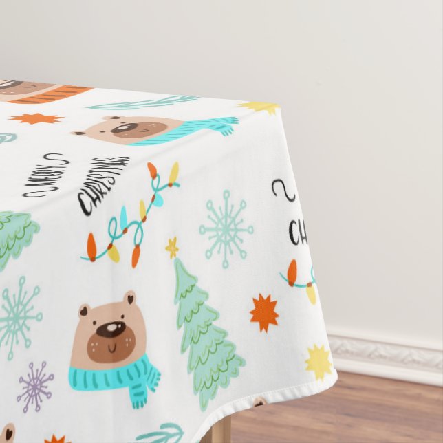 Smiling Bear Christmas Tablecloth (In Situ)