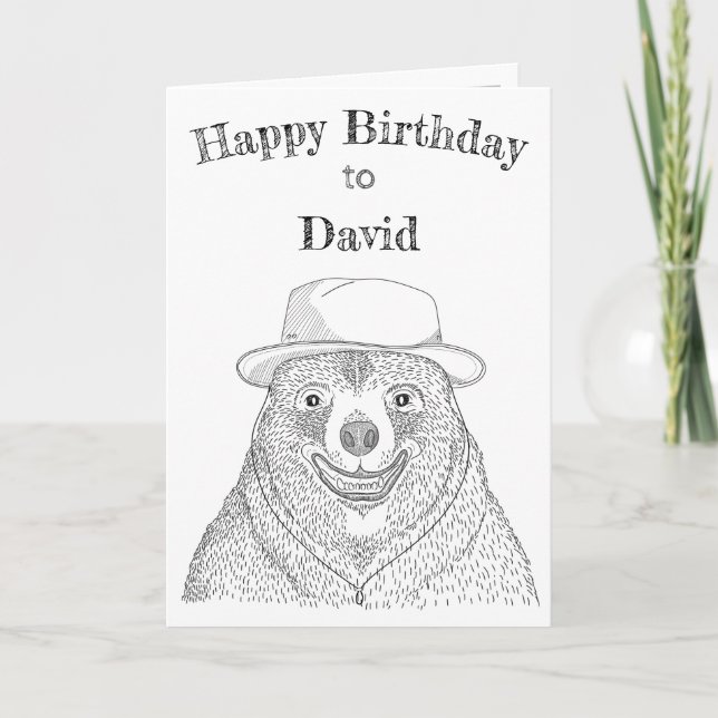 Smiling Bear / Personalized Birthday Card (Front)
