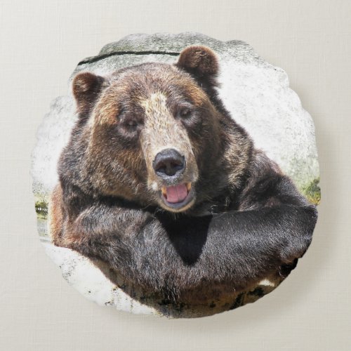 Smiling Bear Round Pillow