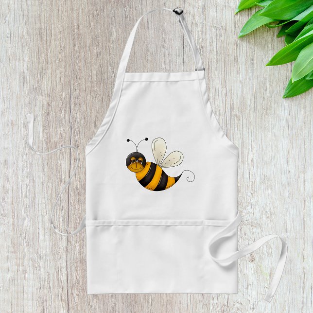 Smiling Bee Fun Bumblebee Character Adult Apron (Creator Uploaded)