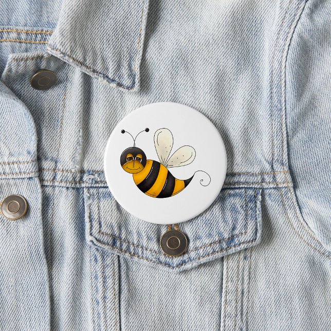 Smiling Bee Fun Bumblebee Character Button (Creator Uploaded)