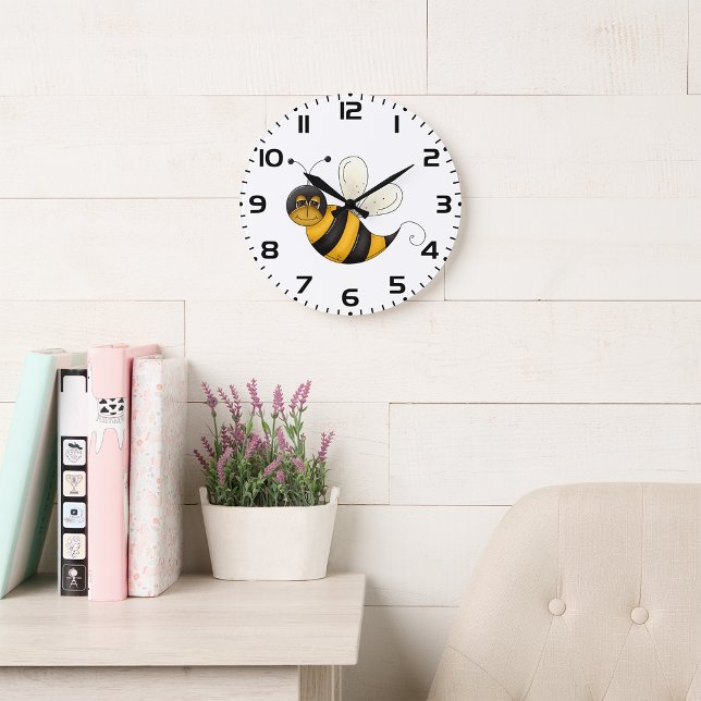 Smiling Bee Fun Bumblebee Character Large Clock (Creator Uploaded)