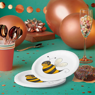 Smiling Bee Fun Bumblebee Character Paper Plates