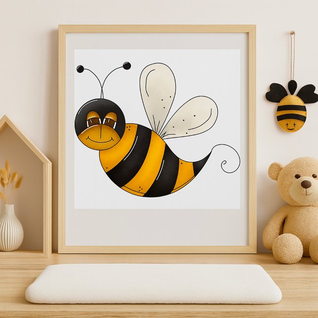 Smiling Bee Fun Bumblebee Character Poster (Creator Uploaded)