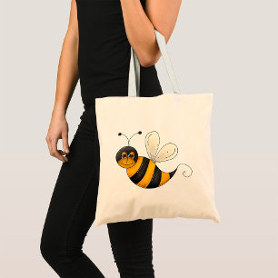 Smiling Bee Fun Bumblebee Character Tote Bag