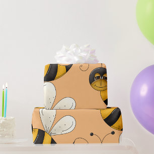 Smiling Bee Fun Bumblebee Character Wrapping Paper
