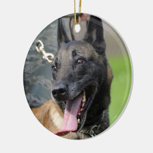 Smiling Belgian Malinois Dog Ceramic Ornament