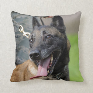 Smiling Belgian Malinois Dog Throw Pillow