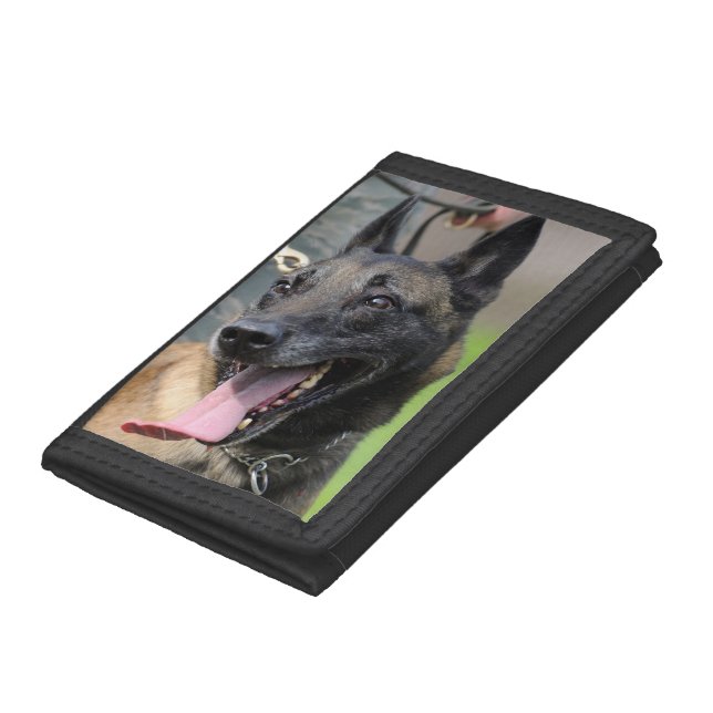 Smiling Belgian Malinois Dog Tri-fold Wallet (Bottom)